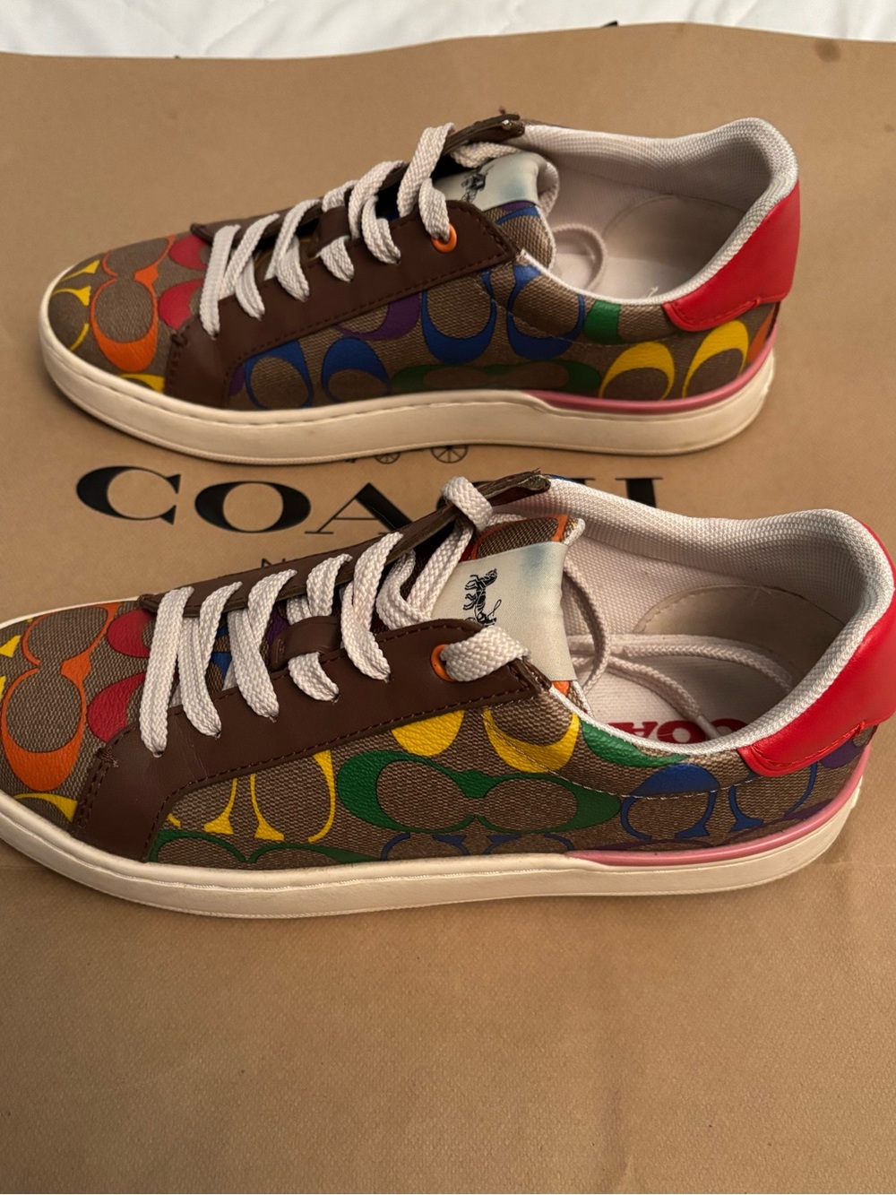 Coach Brown Multicolor Signature Low-Top Sneakers - Picture 3 of 7
